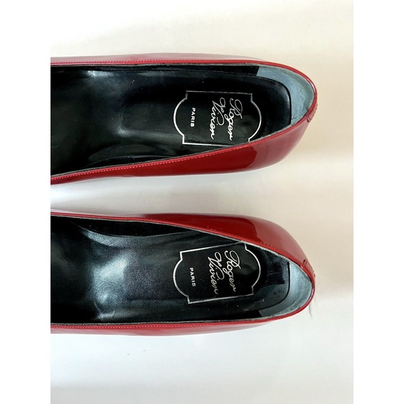 Roger Vivier $750 25mm Belle Patent Leather Low Heel Ballet Flats Red 39.5 9 - Picture 7 of 9